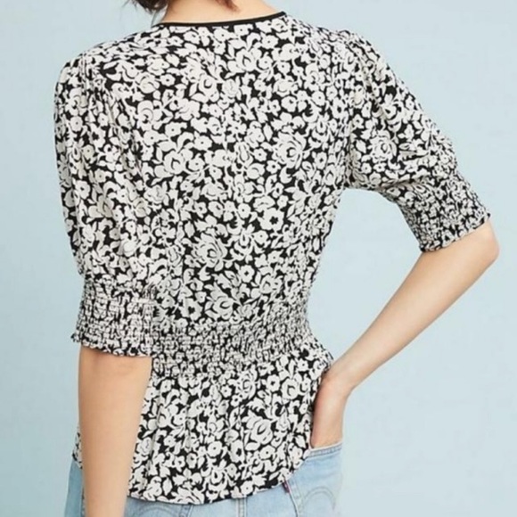 Anthropologie | Retro Floral Smocked Blouse by Tracy Reese - Picture 2 of 6